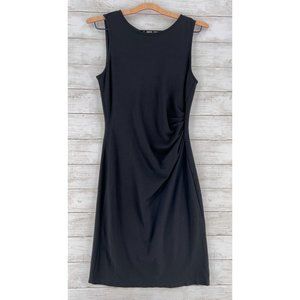 Kenneth Cole New York Hilary Dress Women's 4 Ruched Black Sheath Dress Full Zip